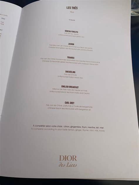 dior des lices reservation|Dior des lices menu.